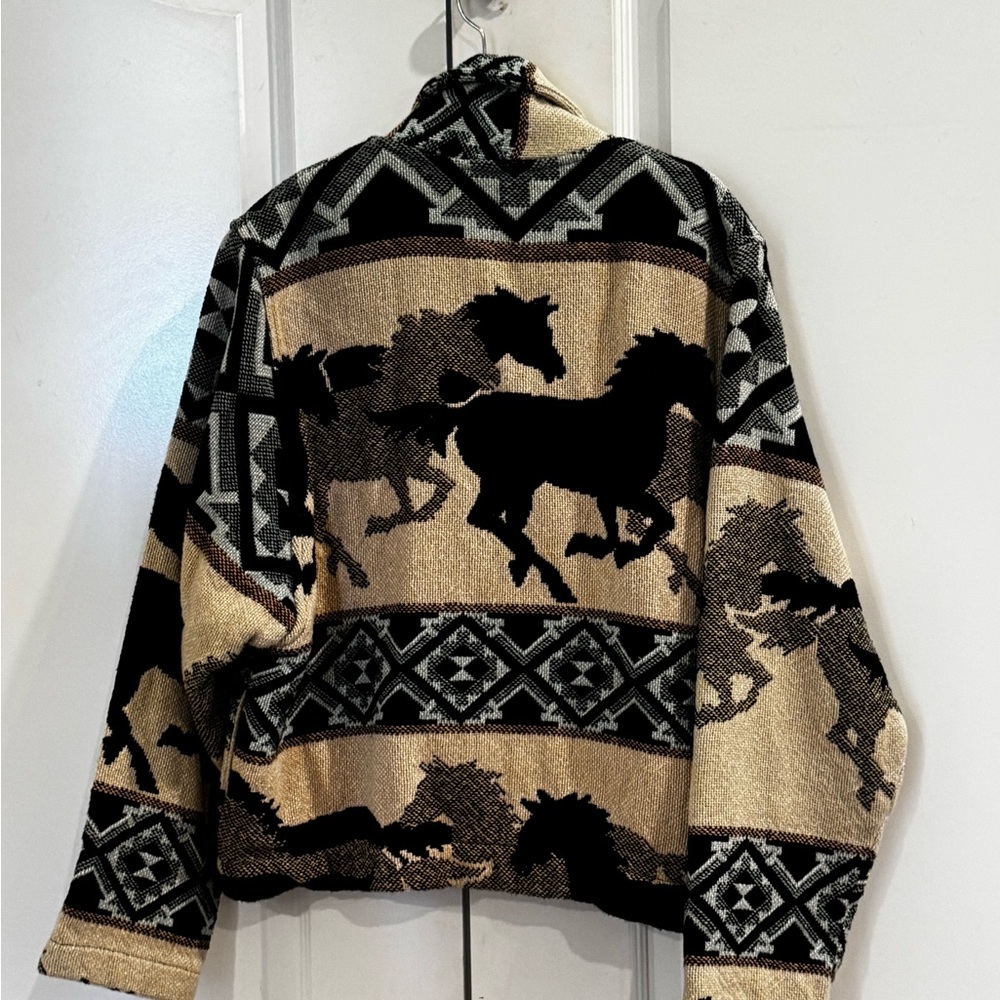 Vintage Horse Patterned Jacket with Button Closure - image 2